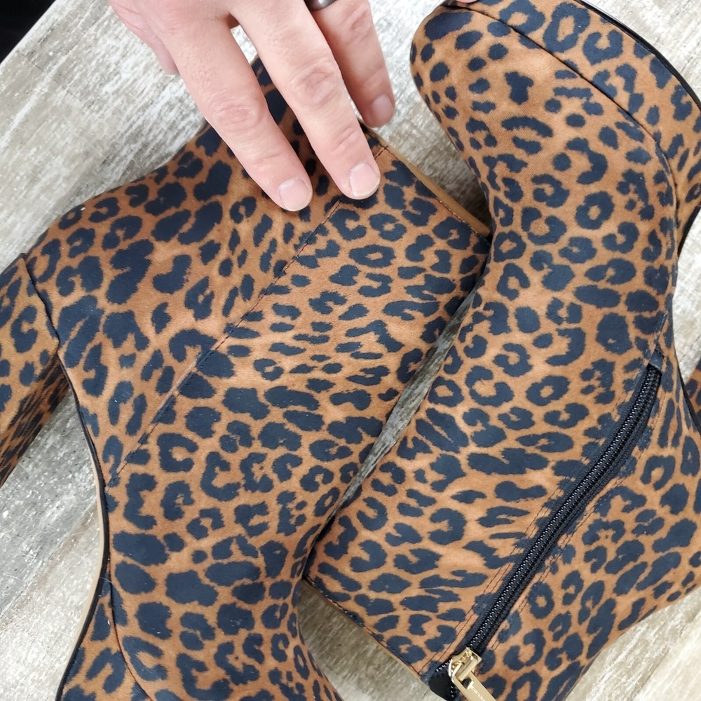 Jessica Simpson Rexura Booties Womens Sz 8.5 M Natural Safari Leopard Leather - Picture 5 of 12